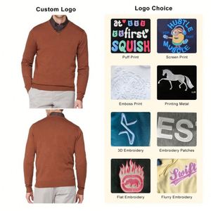 Sudadera Personalizada con Cuello en V, Color Marrón Sólido, 100% Algodón Ecológico, para Invierno, Fitness, Entrenamiento, Sudadera de Felpa para Hombre - Product Image 5