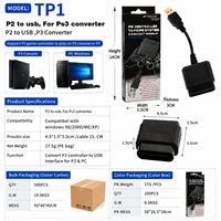 Adaptateur de manette de jeu USB P2 vers P3, câble convertisseur de manette de jeu pour PS2 pour PS3