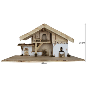 Cabane de montagne alpine ZICOM unique faite à la main, 69 x 30 x 35 cm, pour figurines de 8 à 10 cm, décorations de Noël stables, en bois, fabriquée en Allemagne - Product Image 2