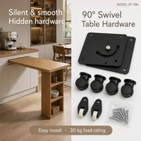 Connecteur de table pivotant à 90 degrés, minimaliste, en acier laminé à froid noir, quincaillerie rotative pour table à manger, bureau, gain de place