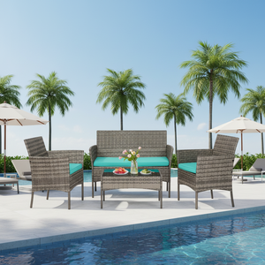 Ensemble de canapés de jardin de luxe, mobilier d'extérieur en rotin, canapé moderne avec dossier en panneaux de <span class=keywords><strong>canne</strong></span>, mobilier de patio - Product Image 1