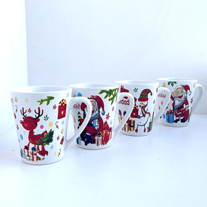 Cute Santa Claus Ceramic Mugs Christmas Cartoon Design Gift <b>Cups</b> 350ml <b>Set</b> Of 4 - Product Image 1
