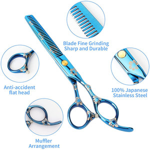 Ensemble de ciseaux à cheveux YH 6,7 pouces en acier inoxydable chromé vanadium électroplaqué bleu, outils de beauté durables pour le coiffage - Product Image 2