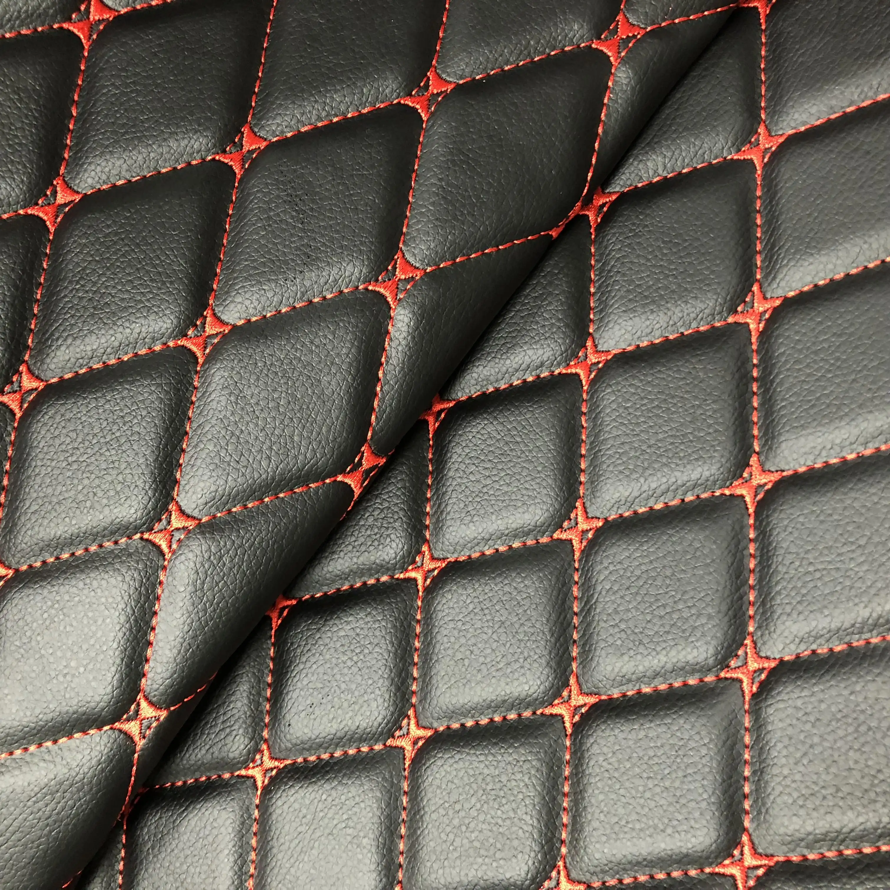 Tela de imitación de cuero para cubierta de asiento de coche, bordado personalizado de fábrica, ecológico, reciclada, PVC