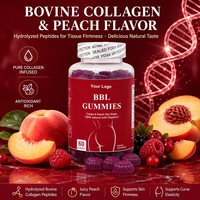 Bonbons gélifiés naturels personnalisés à marque privée pour les fesses, avec collagène bovin, saveur pêche, antioxydant