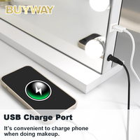 Professional Large Vanity Mirror with Magnifying Smart Touch LED Bulbs and Phone Charging Port
