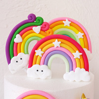 Drei dimensionale große Stern Regenbogen Polymer Clay Kinder Kuchen Dekoration Kinder Kuchen Topper