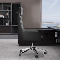 Chaise de luxe légère pour patron Chaise de direction en cuir véritable Chaise de bureau d'affaires sédentaire confortable