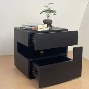 Minimalist Nightstand Modern Black Wood Storage Cabinet Bedroom Furniture Adult Elderly Use - Product Image 4