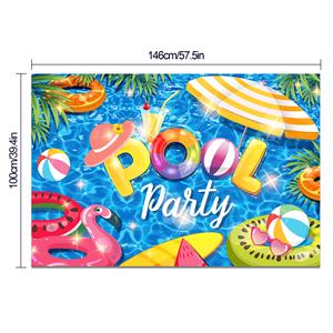 Fondo de Fotografía para Fiesta en la Piscina Huancai, Banner para Cabina de Fotos de Verano, Fondo para Fotografías de Cumpleaños Infantiles, Decoraciones para Fiesta Hawaiana - Product Image 2