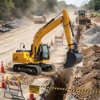Excavatrice hydraulique d'occasion de 15 tonnes avec moteur Weichai de 92 kW, puissance compétitive, idéale pour les travaux de canalisations d'irrigation et les machines de travaux aquatiques.