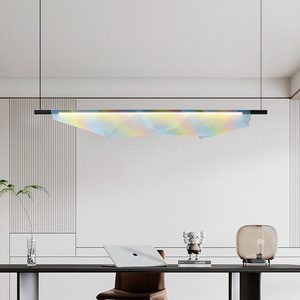 Moderne Regenboog Hanglamp Netting Schaduw Kleurrijke Strip Kroonluchter Voor Hotel Woonkamer Villa Eettafel - Product Image 4