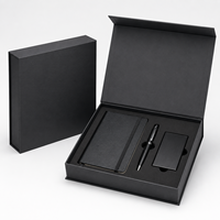 Boîte cadeau personnalisée en forme de livre, en similicuir noir écologique, avec carton rigide gris, pelliculage doux au toucher, fermeture magnétique