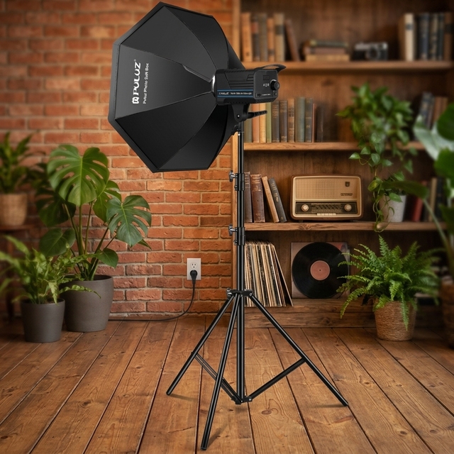 PULUZ 120W Shooting Set Portable Studio Video Light 2.8m Light Tripod Holder 65cm Foldable Lantern Softbox Photography Kit