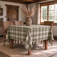 Nappe beige à carreaux 100% polyester, jacquard carré, linge de table lavable, infroissable, pour dîner, fête, banquet