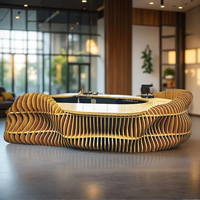 Bureau d'accueil personnalisable, mobilier moderne, table en bois massif, mobilier paramétrique, table de réception en bois massif, comptoir d'accueil