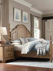 Honey Wood Bed <b>Frame</b> with Headboard and Footboard Classic Wooden Bed for Bedroom Home - Product Image 5