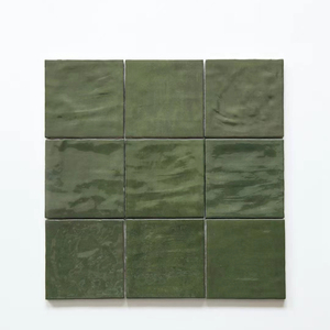 Piastrelle in Ceramica Zellige Verde Salvia Artigianali 100x100mm, Piastrelle Quadrate Smaltate per Decorazioni Murali <span class=keywords><strong>di</strong></span> Lusso su Misura - Product Image 1