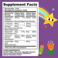 Magnesium Glycinate Powder Drops dengan L-theanine Omega-3 Vitamin B6 & D3 untuk Dukungan Tidur Anak, Suplemen Nutrisi