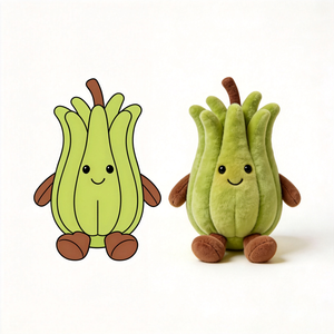 Juguete de Peluche de Fruta Verde Personalizado, Lindo Pimiento, Cactus y Pera de Peluche con Cara Pequeña, Adorable Fruta de Pie con Botas Marrones - Product Image 1