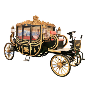 Carruaje Real de Estilo Europeo - Combinación de Colores Negro y Dorado - Eléctrico - Carruaje para Bodas - Carruaje Real - Product Image 1