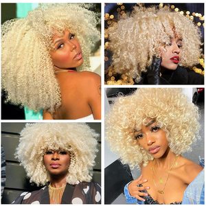 Vente en gros 14 pouces perruques synthétiques <span class=keywords><strong>coiffure</strong></span> africaine courte <span class=keywords><strong>afro</strong></span> perruques crépues bouclées <span class=keywords><strong>pour</strong></span> les femmes noires - Product Image 3