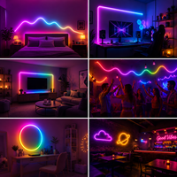 Lumière murale LED intelligente RGB, étanche, thème de Noël, 3 m, alimentée par batterie, commande par application, décoration intérieure