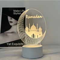 Smart Home Islam Eid Mubarak Muslim Ramadan Festival Dekorative Religiöse 3D-Illusions-Nachtlampe mit Stecker, Warmweiß