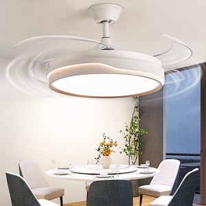42 Inch White Retractable <b>Ceiling</b> Fan with <b>Light</b> 3000K-6500K with <b>remote</b> <b>control</b> easy install LED Fan Fixture for Living Room - Product Image 3