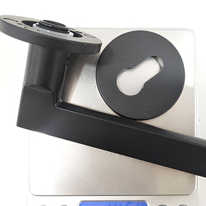 무광 블랙 알루미늄 합금 분할 도어락 라운드 로즈 인테리어 도어 핸들 L001 - Product Image 6