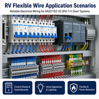 Câble de connexion électrique RV 60227 IEC 02, 1,5 mm², 450/750 V, monoconducteur, en cuivre nu torsadé, isolé en PVC