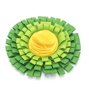 suppliers customized large round flower snuffle mats for dogs treat dispenser dog hiding nosework fleece sniffling pad