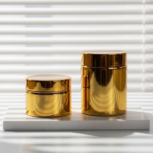 Hot Selling Luxury Electroplated Gold 50ml Cosmetic Cream Glass Jar Glass Cream Jar Cosmetic <b>Container</b> - Product Image 1