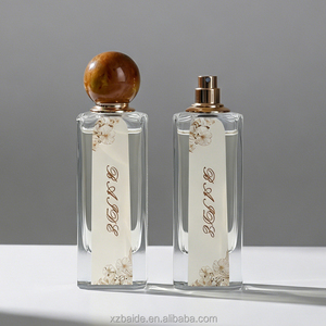 Custom Eco-friendly <b>Glass</b> Perfume <b>Bottle</b> 75ml 80ml Irregular Crimp Recyclable clear <b>Empty</b> Perfume <b>Bottle</b> with Colored Resin Cap - Product Image 5