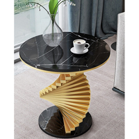 Table d'appoint moderne en métal noir et or, meuble d'appoint rond pour salon, chambre, hôtel, appartement