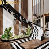 KNOWDOW Escaliers incurvés flottants en bois de haute qualité avec garde-corps en verre trempé Escaliers incurvés pour villa de luxe