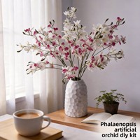 Arrangements d'orchidées Phalaenopsis en soie au toucher doux - Décoration florale pastorale, fleurs artificielles semi-artisanales pour la maison