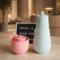 Bouteille d'eau en silicone de 800 ml avec mousqueton, design portable anti-fuite pour les activités de plein air et le camping