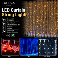 TOPREX IP65 Guirlande lumineuse LED pour l'extérieur, rideau de mariage blanc chaud en cascade pour les célébrations du Nouvel An