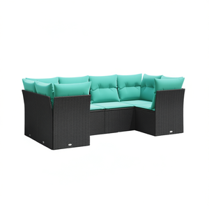 Garden <b>Sofa</b> Set In Black Pe <b>Rattan</b> With Powder Coated Steel Frame Outdoor Furniture For Garden Seating Capacity 6 Weather - Product Image 1
