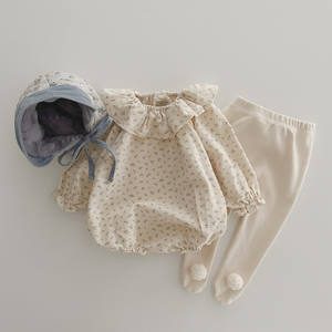 Mameluco de Algodón para Bebés Niñas con Estampado Floral de Manga Larga para Otoño, con Cierre de Botones a Presión, ODM - Product Image 2