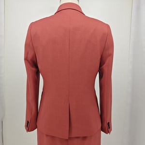 ALBBSUIT009 Conjunto de Traje para Mujer, Estilo Vintage, Blazer Corto con Cuello de Solapa, Falda hasta la Rodilla con Botones, Color Rojo Coral, Forrado, 100% - Product Image 4