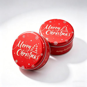 Boîte en métal ronde personnalisable pour biscuits, chocolat, pâtisseries, chewing-gum, en tôle, pour emballages alimentaires et cadeaux - Product Image 1