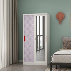 Armoire coulissante à 2 portes, meuble de rangement pour chambre à coucher, armoire de 500 mm de profondeur avec miroir - Product Image 2