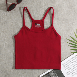 Stelle Women's Breathable Eco-Friendly Skinny Fit Yoga Fitness Crop <b>Top</b> Casual Summer Cami Ribbed Knit Sexy <b>Strappy</b> Design - Product Image 1