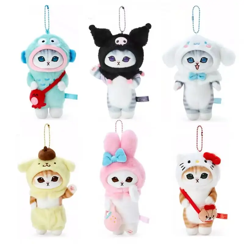 Ruunjoy requin chat kuromi mélodie chat peluche couverture peluche figure pendentif porte-clés porte-clés peluches bonjour kt poupées griffe machine