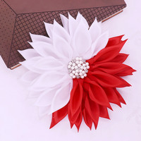 Déclaration faite à la main 7*7 pouces grande taille grec DST Delta sororité Satin fleur broche rouge et blanc ton 1913 Soror Corsage broche
