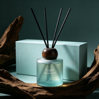 Bouteille diffuseur de parfum en verre rond 50ml 100ml, flacon cylindrique transparent à large ouverture avec bouchon boule en bois