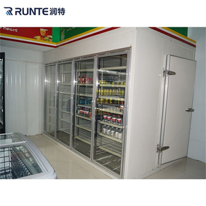 Cam kapi ve aydınlatma ekranı soğuk oda ile süpermarket Walk-in buzdolabında ekran odası