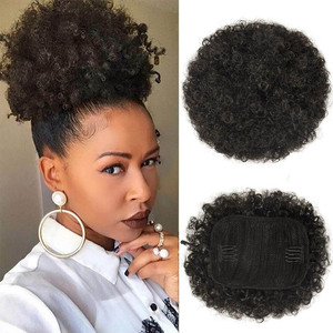 <span class=keywords><strong>Moño</strong></span> de Pelo Grande Rizado Afro, Accesorios para Pelucas, Estilo Europeo Americano, Cola de Caballo, Rizado, Esponjoso, con Cordón Ajustable, A11 - Product Image 3